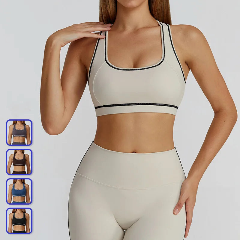 Yoga Bra Women Breathable Sports Bra Anti-Sweat Fitness Shockproof Crop Top Push Up Gym High Strength Workout Underwear