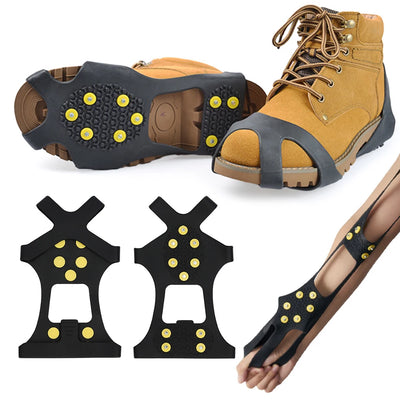 10 Teeth Mountaineering Cleats Anti-Slip Bundled Crampons Unisex Snow Claw Shoe Covers Walking Hiking Accessories