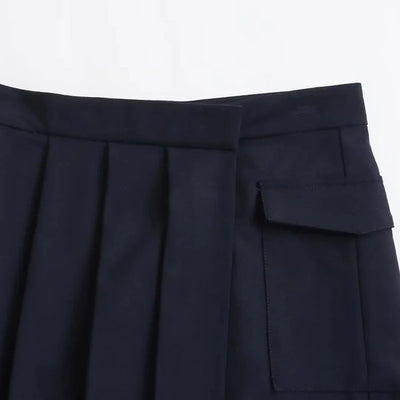 Elegant Asymmetry Pleated Skirt Simple Style Women Autumn Fashion Lady A-Line Casual Streetwear Stylish Loose Long Skirts