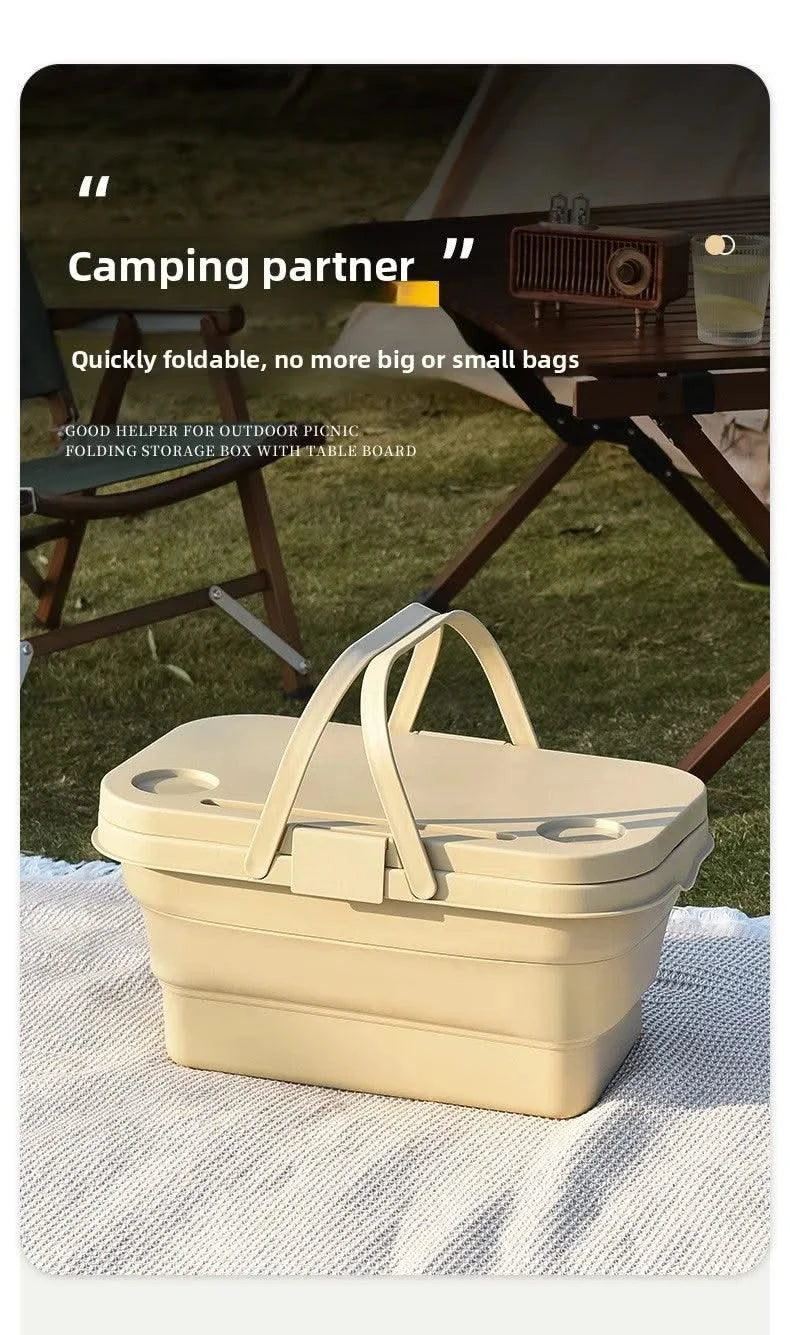garden  Multi functional hand-held basket storage box for picnic, outdoor camping, picnic basket set, folding water bucket