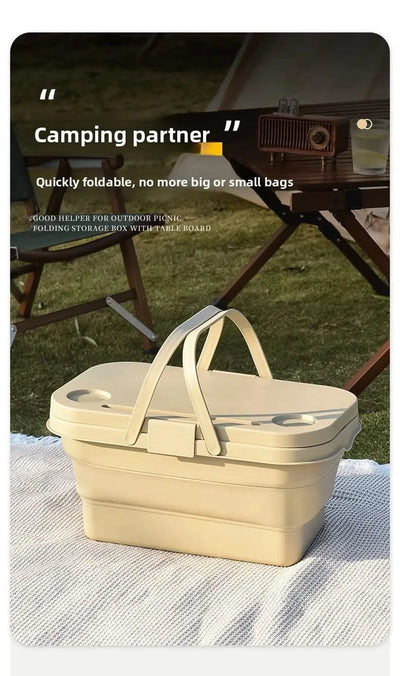 garden  Multi functional hand-held basket storage box for picnic, outdoor camping, picnic basket set, folding water bucket