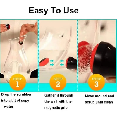 Cleaning Tools Silicone Magnetic Cleaning Brush Small Size Quick Flush Glassware Cleaner Bottle Scrubber Corners