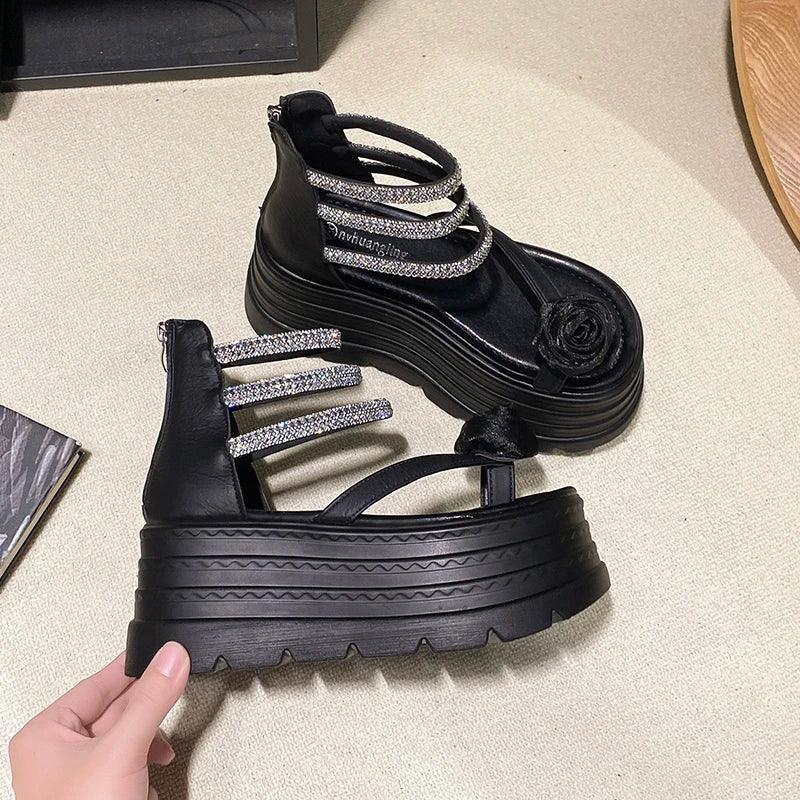 2025 Designers Women Summer Sandals Open Toe 8CM Platform Wedge Sneakers Women Casual Shoes Beach Sandálias Das Mulheres - Elanique