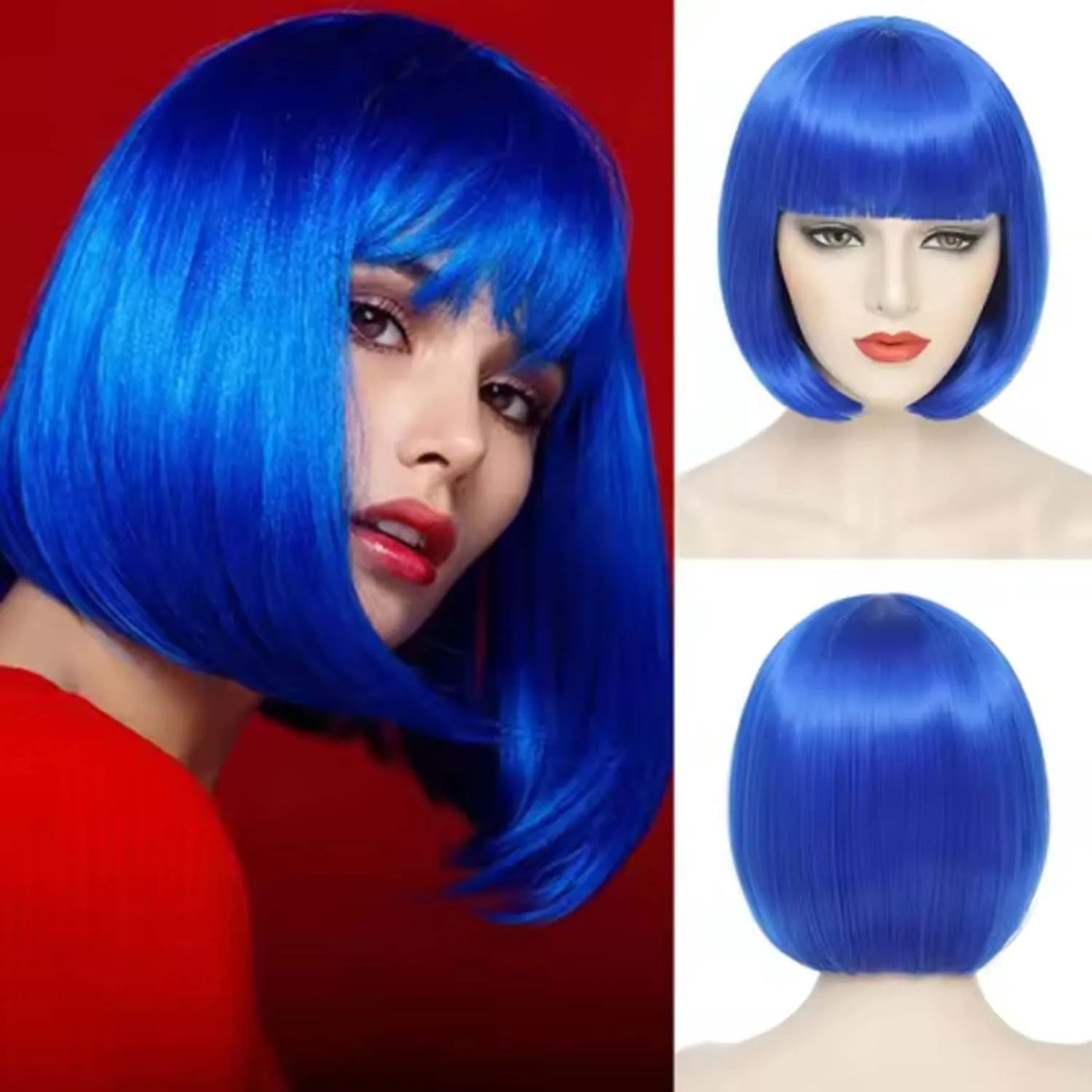 Short Bob Wig with Bangs 12 Inch Short Synthetic Bob Wigs Bangs for Women Natural Looking for Daily Use (Natural Black)