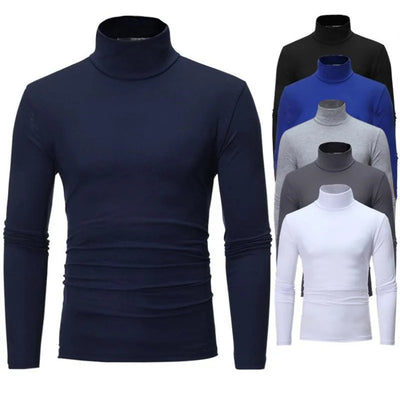 Thermal Underwear Tops Men Spring Clothes Thermal Shirt Autumn Men's Winter Tights High Neck Thin Slim Fit Long Sleeve T-shirt