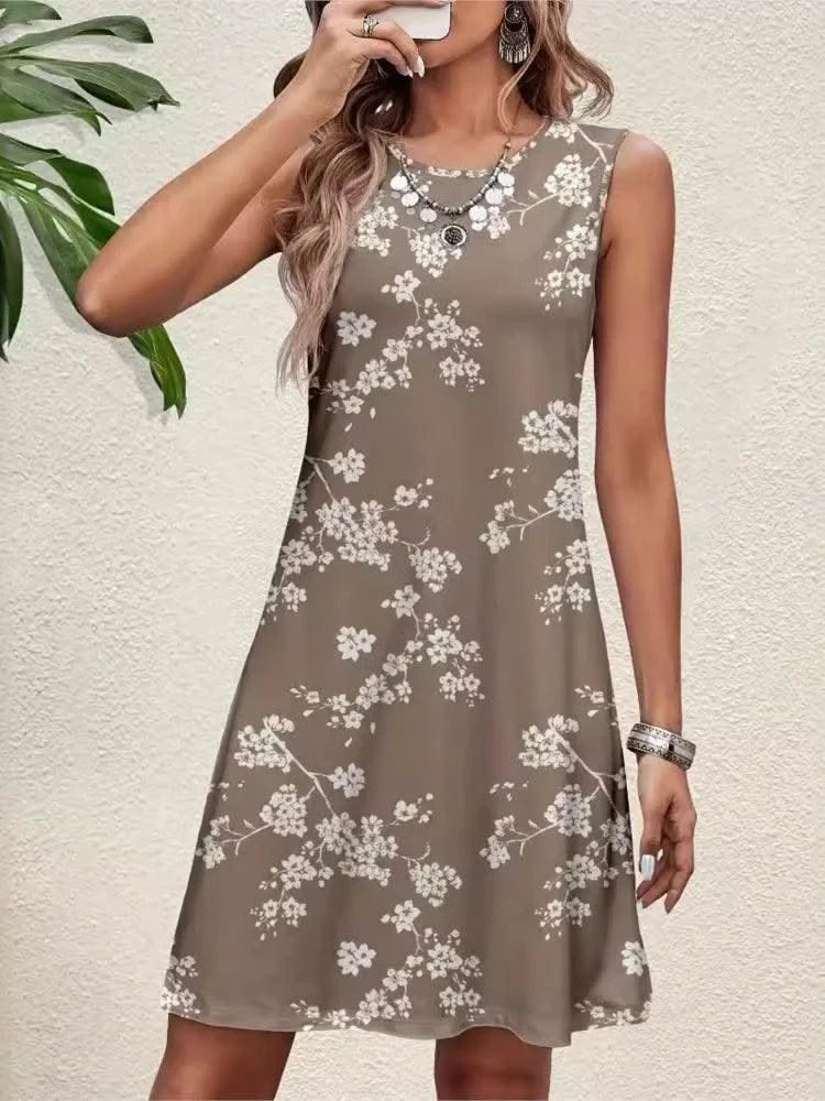 Floral Print Elegant Midi Tank Dresses For Women