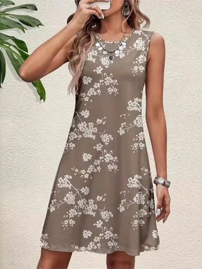 Floral Print Elegant Midi Tank Dresses For Women