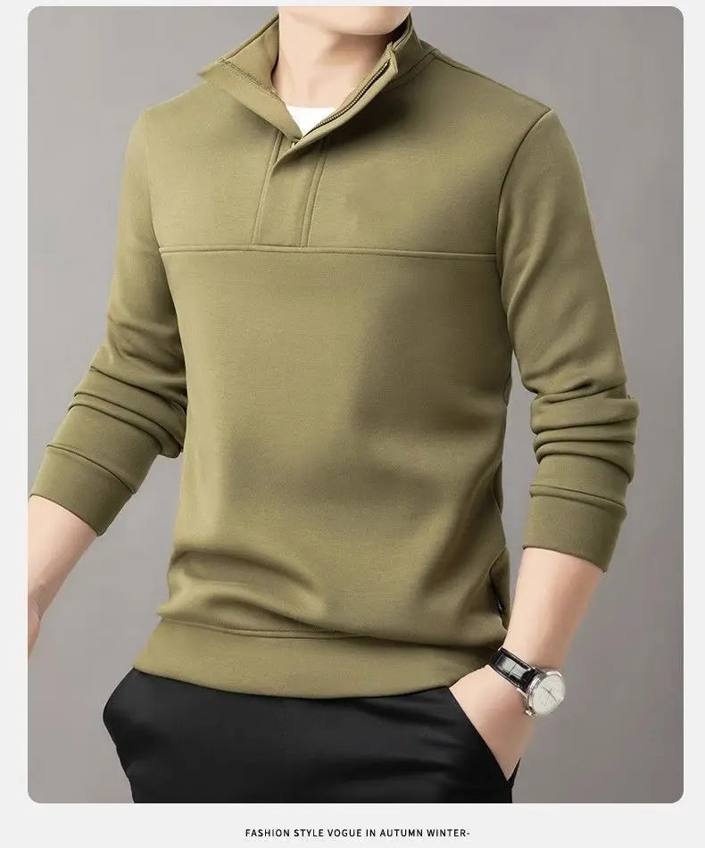 New Men's Sweatshirts Autumn and Winter Warm and Simple Personalized Trendy Tops Half-high Neck Base Shirt