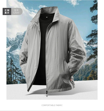 Summer Sunscreen Jacket Men's Casual Quick Dry Breathable UV Coat Outdoor Cycling Camping Fishing Lightweight Skin Windbreaker