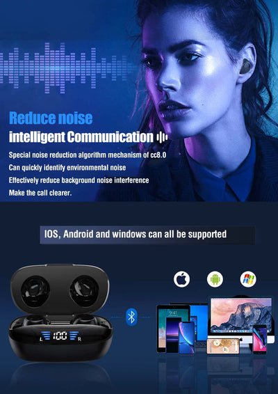 Wireless Earbuds Wireless 5.3 Headphones 48Hrs Music Bluetooth Earphones with Charging Case in Ear Headset with Mic LCD Display