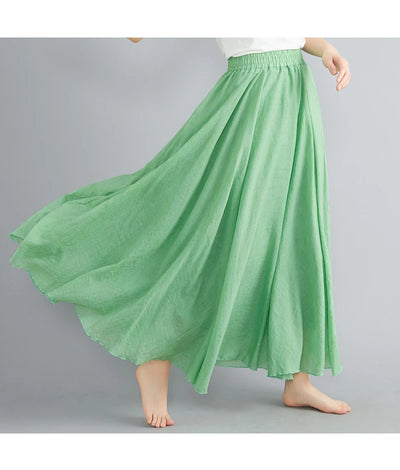 Fashion Cotton Linen Clothes Women Skirts Maxi Y2k Elegant Beach Saia Ropa Mujer Casual Vestido Boho Long Skirt Faldas Harajuku
