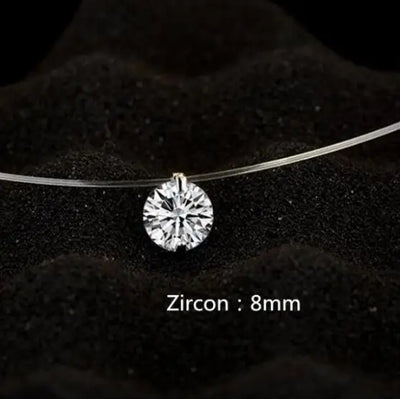 6mm 8mm Moissanite Pendant 925 Silver Solitaire Necklace for Women Invisible Fish Line Chain Jewelry Choker Valentine's Gift