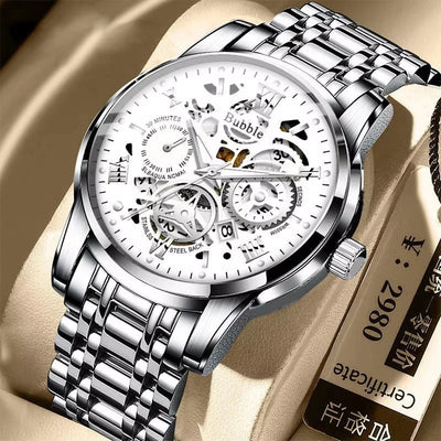 UTHAI Watch For Men Trendy High end Light Luxury Versatile Quartz Watches Waterproof Roman Hollow Relogio Masculino V009