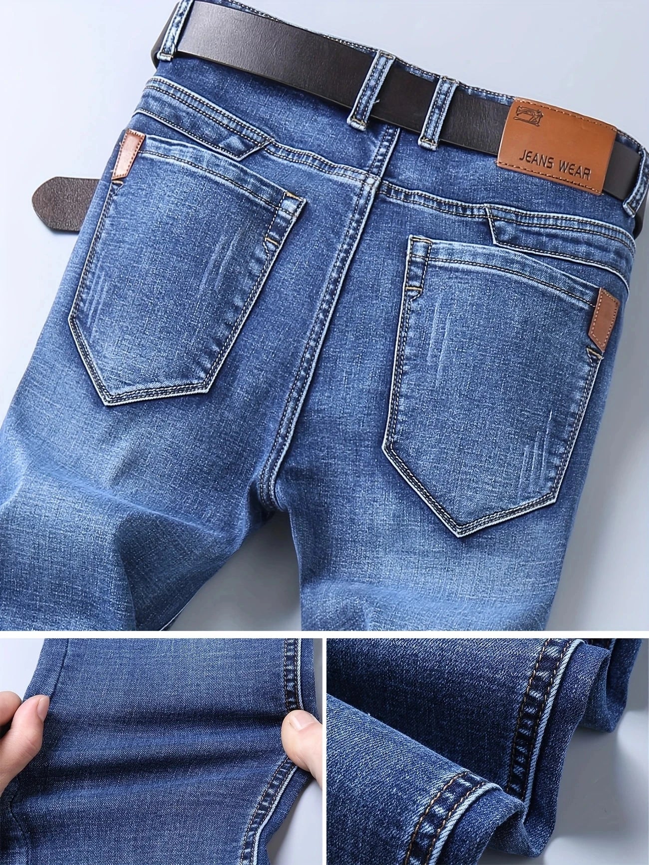 2025 New Business Men's Jeans Casual Straight Stretch Fashion Classic Blue  Work Denim Trousers Male Brand Clothing 29-40size