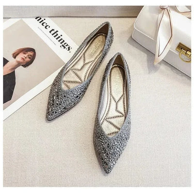 Women's Ballet Rhinestones Flats Female Plus Size 43 Slip on Boat Shoes Chaussure