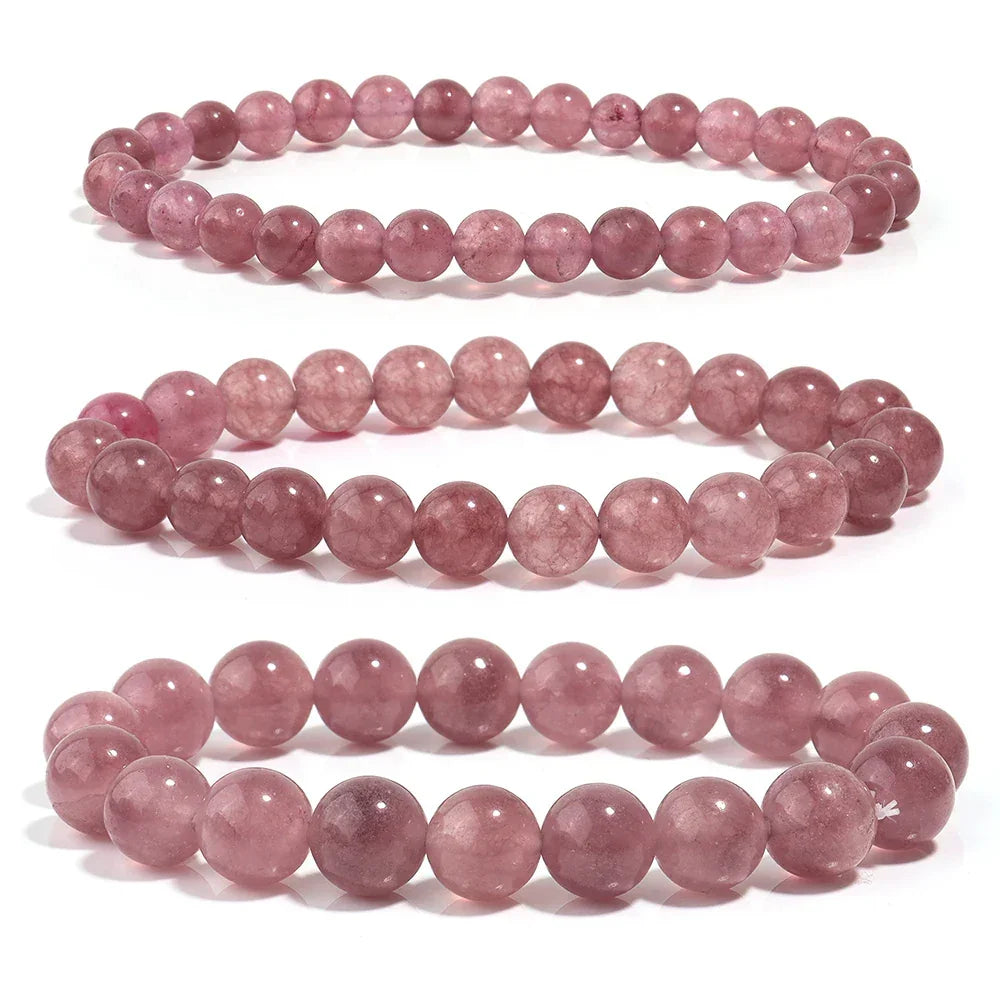 OAIITE Strawberry Crystal Quartz Bracelet Natural Stone Bead Bracelet Women Yoga Meditation Jewelry Beautiful Bracelet Gift