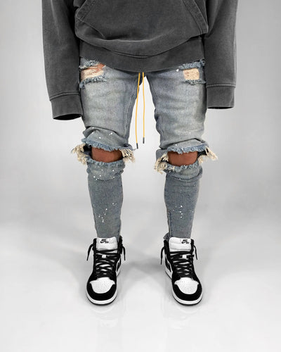 New 2025 Ripped Hole Jeans for Men Hip Hop Cargo Pant Distressed Denim Jeans Skinny Men Clothing Full Length Slim Trousers Male