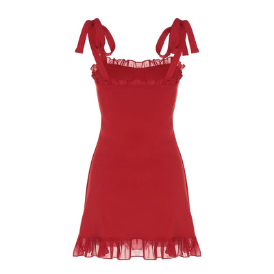 Women's Summer Dresses 2024 Sleeveless Sweetheart Neck Lace Up Mini Dress Ruffle Hem Floral Beach Dress Vacation Tank Top