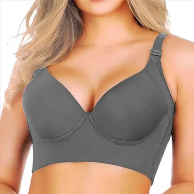 Dimmkof Full Back Coverage Push up Bras Women's Hide Back Fat Deep Cup Shapewear Fat Smoothing Uplift Underwire Bra For Big Bust