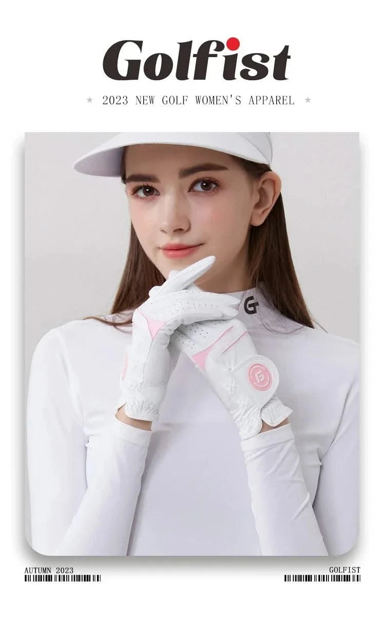 Golfist 1 Pair Golf Gloves For Women Left Hand Right Hand Gloves Ladies Breathable Soft Leather Mittens Anti Slip Sports Aids