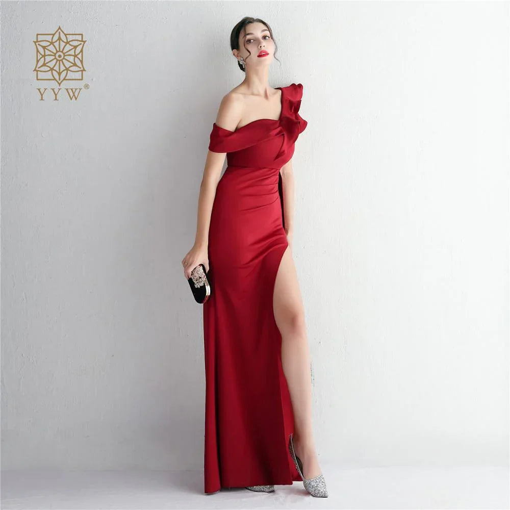 Long Wedding Godmother Dress Evening Woman Party Stain Dresses Burgundy Sexy Mermaid Maxi Ball Gown Luxury Dress Birthday Gown