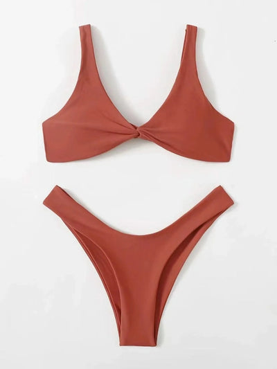 OIINAA Bathing Suit Women Solid Sexy Swimsuit Bow Tie Drawstring Lace Up Summer Bikini Set Two-pieces Beachwear Thong Biquinis