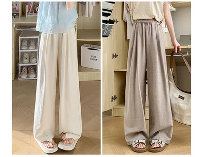 Women Wide leg Pants Spring Summer Elastic Waist Stright Long Loose pants Casual Female Solid Soft Pants Trousers