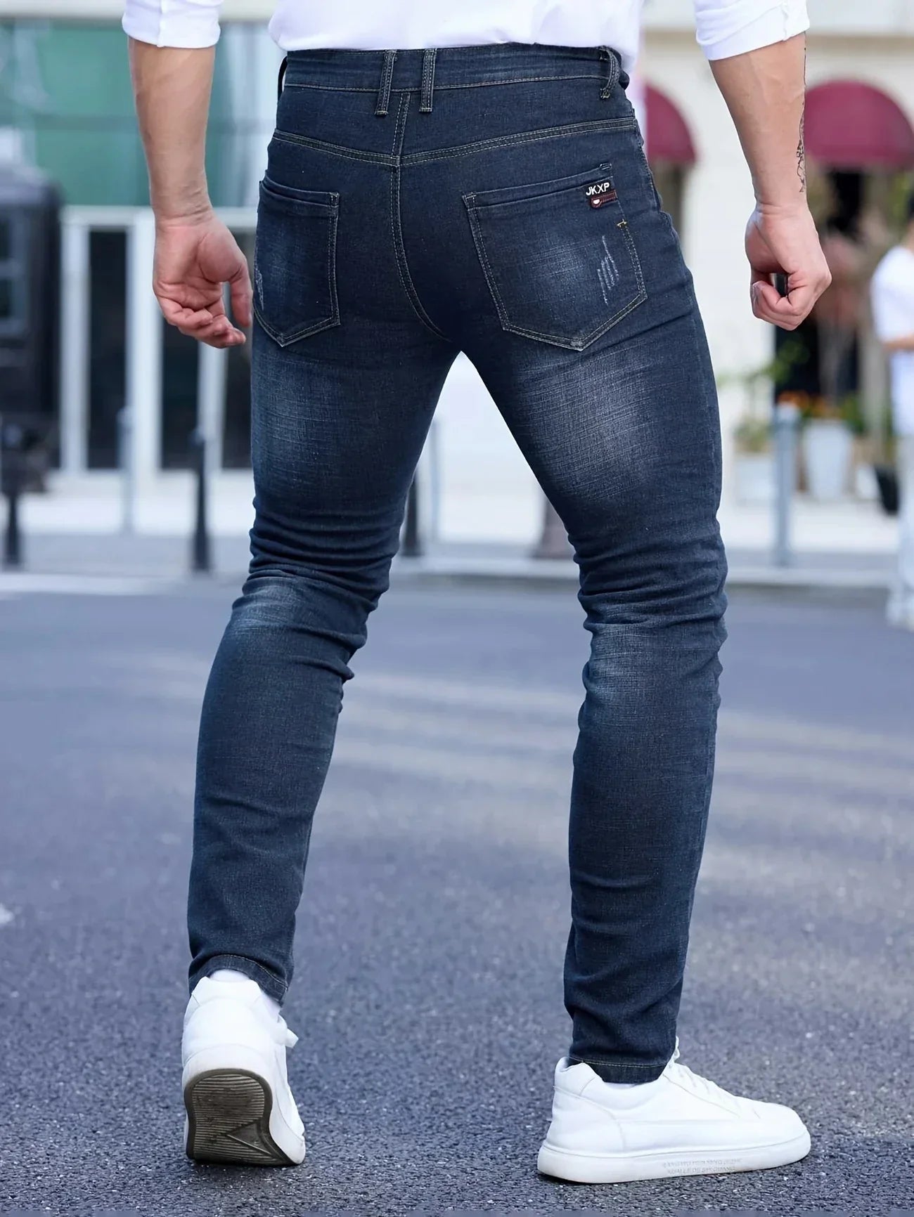 2025 Spring Autumn Men's Fashion Ripped Skinny Jeans Street Style Vintage Wash Solid Denim Casual Slim Fit Pencil Pants 28-36