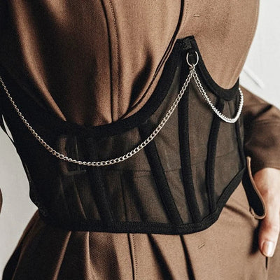 Sexy Corset Underbust Women Gothic Corset Top Curve Shaper Strap Punk Slimming Waist Belt Chain Lace Corsets Bustiers Sexy