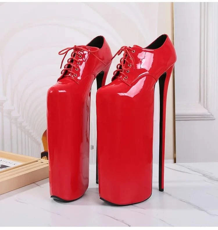 Women's Waterproof Platform High Heel Shoes 30cm | Lace up Fashion High Heel Shoes New | Trendy Model Shoes