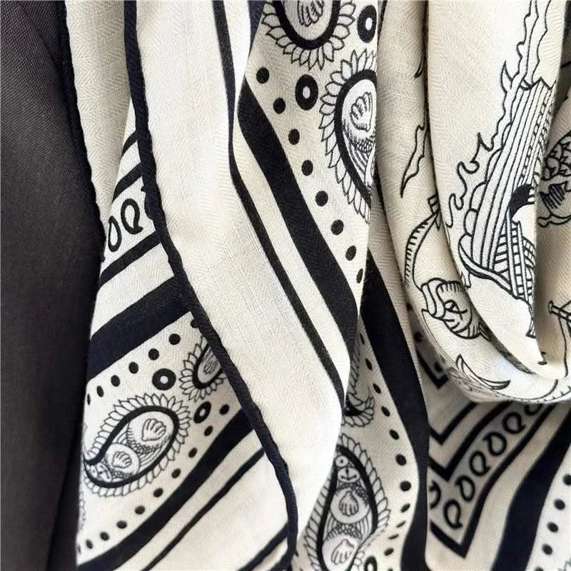 Large Square Wool Blanket Scarf Wraps Women Shawl 132x132CM