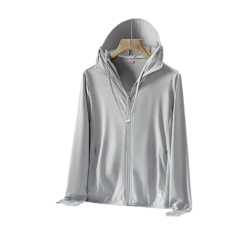 Summer Men's UPF 50+ UV Protection Lightweight Hoodie Long Sleeve SPF Jacket