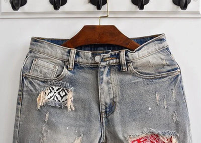 Man Denim Shorts Camouflage Hip Hop Graphic Short Jeans Pants for Men Original Distressed Thin New in Rude Streetwear Designer