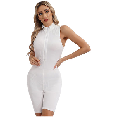 Womens Athletic Tank Bodysuit Sleeveless Front Half Zip Shorts Jumpsuit Leotard Gym Yoga Workout Cycling Sportswear Swimsuit