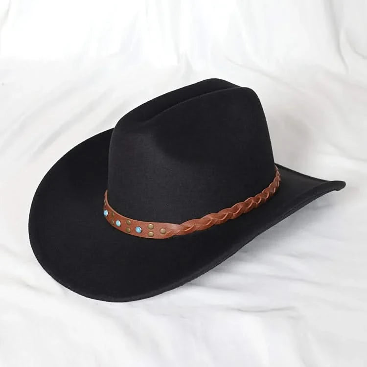 Men's Western Women's Cowboy Hat Army Green Men's Women's Cowboy Jazz Hat Wide Brim Felt Fedora Sombrero Hombre
