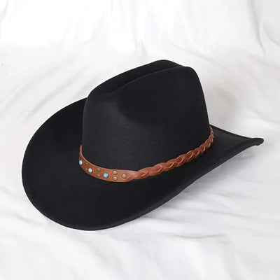 Men's Western Women's Cowboy Hat Army Green Men's Women's Cowboy Jazz Hat Wide Brim Felt Fedora Sombrero Hombre