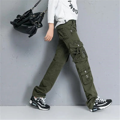 Women Cargo Pants Camouflage Overalls Multi-pockets Oversize Climbing Hiking Outdoor Travelling Army Green Sports Trousers 6XL