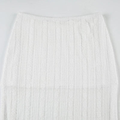 Solid Simple Lace Sheer Chic Women Long Skirts Fashion Summer Causal All-Match Women Dresses
