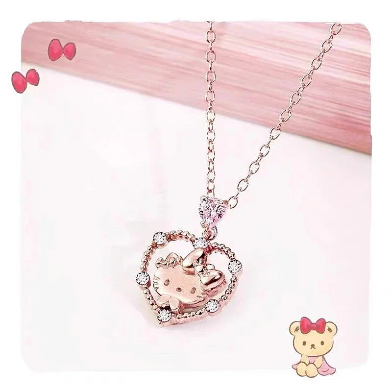 Sanrios Luxury Necklaces Anime Hellokitty Cinnamoroll Clavicle Chain Necklace for Women Jewelry Wedding Party Birthday Girl Gift