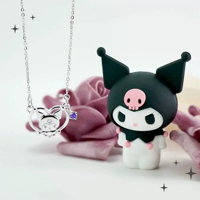 Sanrios Luxury Necklaces Cute Anime Figure Kuromi Silver Necklace Clavicle Chain Pendant for Women Jewelry Accessories Girl Gift