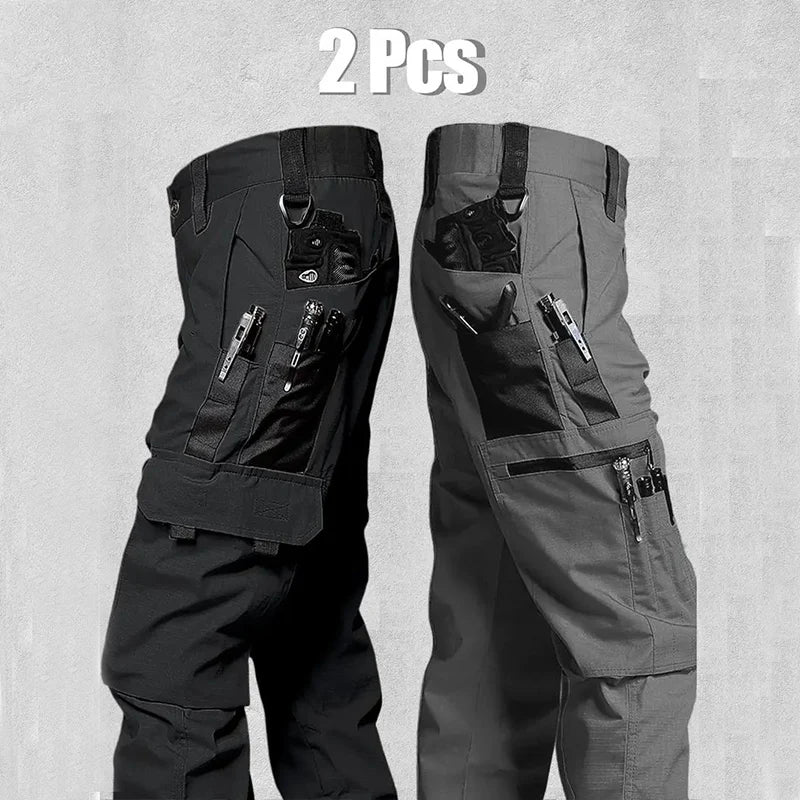 Men's Outdoor Work Pants 2-Pcs Tactical Cargo Trousers New Multi-pocket Wear-Resistant Workwear Outdoor Waterproof Hiking Pants