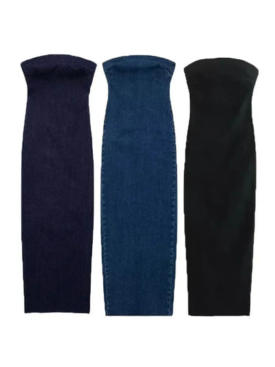 Off Shoulder Denim Dress Woman Blue Corset Long Dress Women Midi Bodycon Dresses For Women 2025 Elegant Party Dresses
