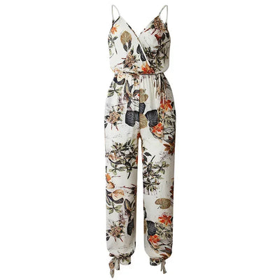 Female Jumpsuit For Women 2025 Summer Floral Print Womens Trousers Bohemian Rompers Jumpsuit Long Pants Overalls Female mujer