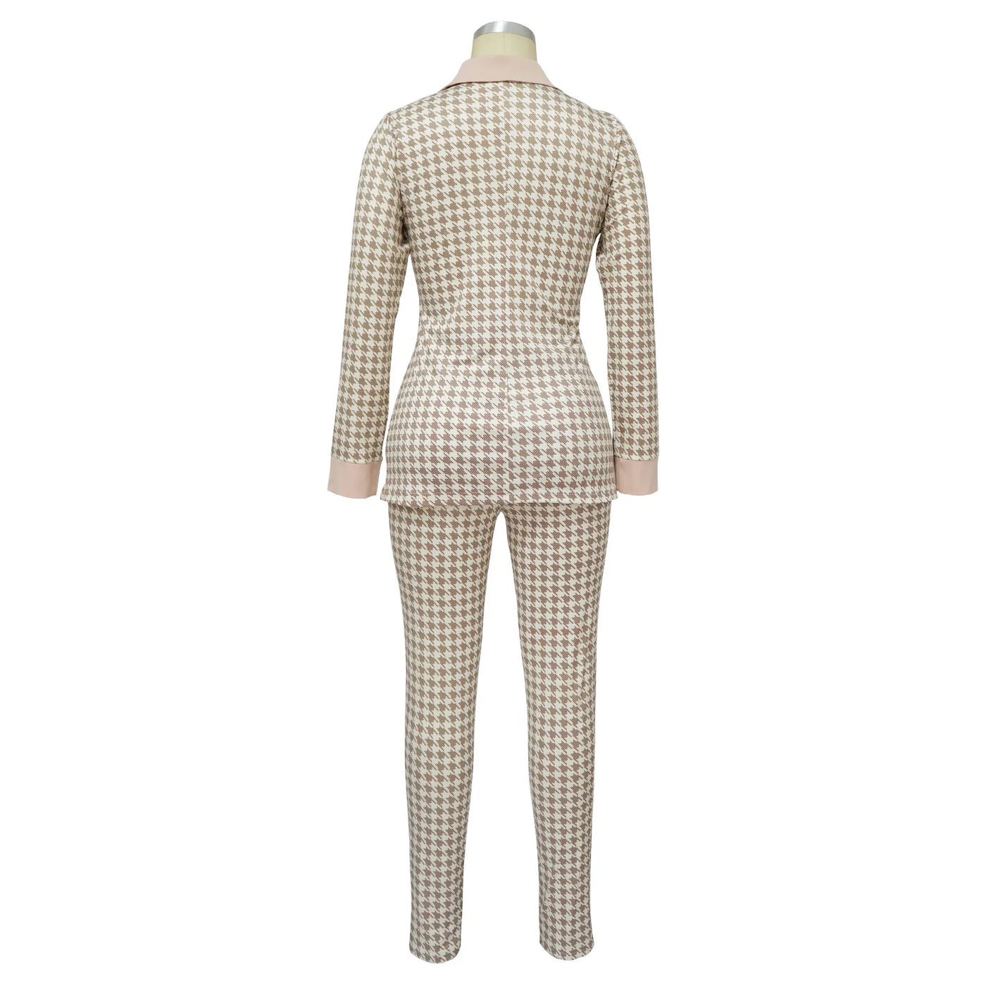 Women Two Piece Sets Outfits Elegant Tweed Slim Long Trousers Short Coat Tops Lady Clothes Formal Business Office Work Suits