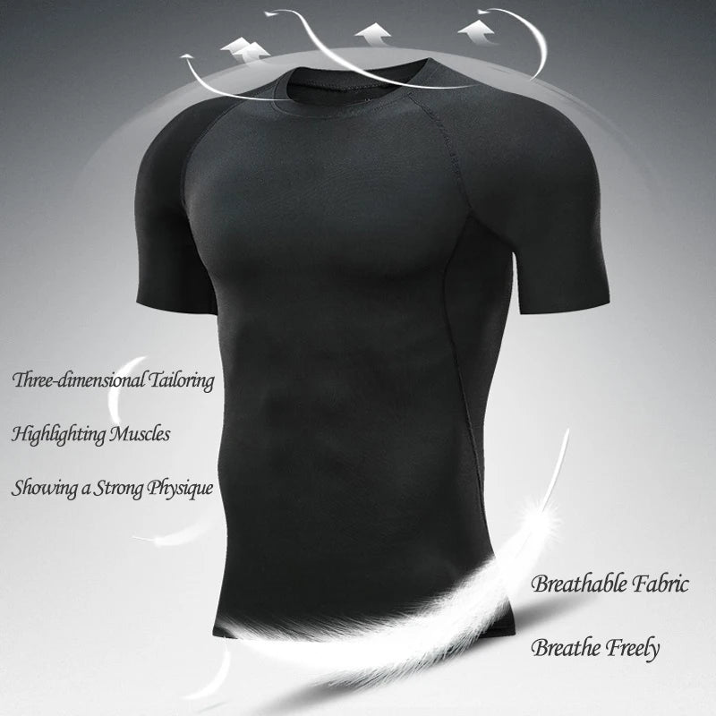 Athletic Compression Shirts For Men Gym Sports Rash Guards Workout Fitness Base Layer Undershirts Quick Dry Tees Tshirt Tops