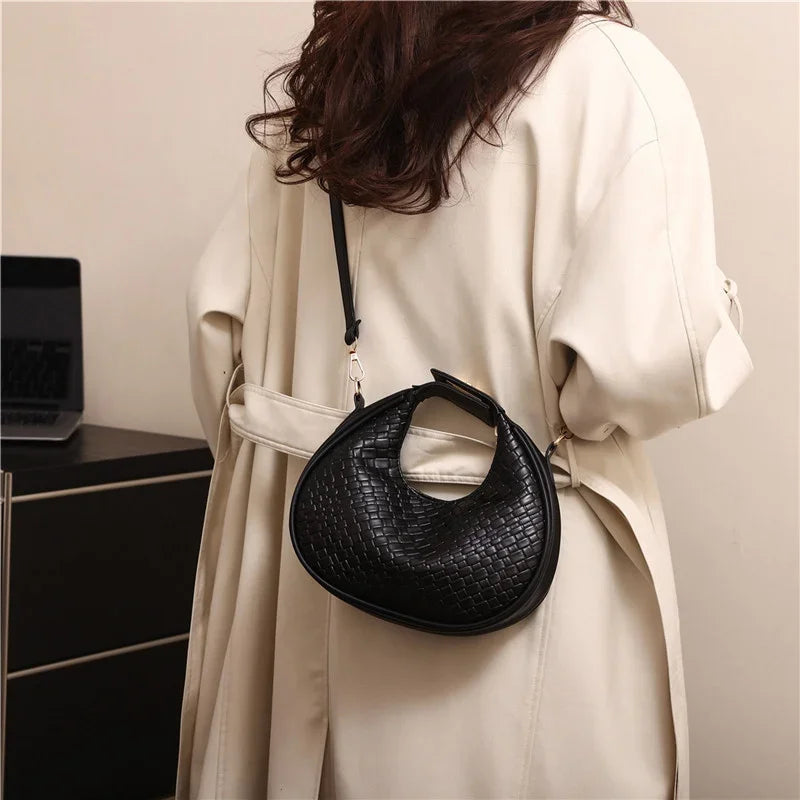 PU Leather Shoulder Bag Fashion Solid Color Lattice Crossbody Bag Small Bag Ladies Trend Luxury Designer Handbags