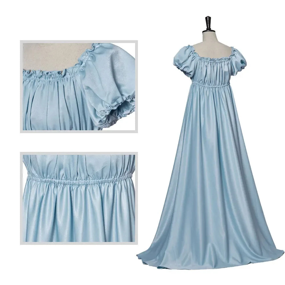 Medieval Dress Women Off Shoulder Renaissance Victorian Regency Dress Costume Wench Retro Gown Halloween For Women Pink Blue
