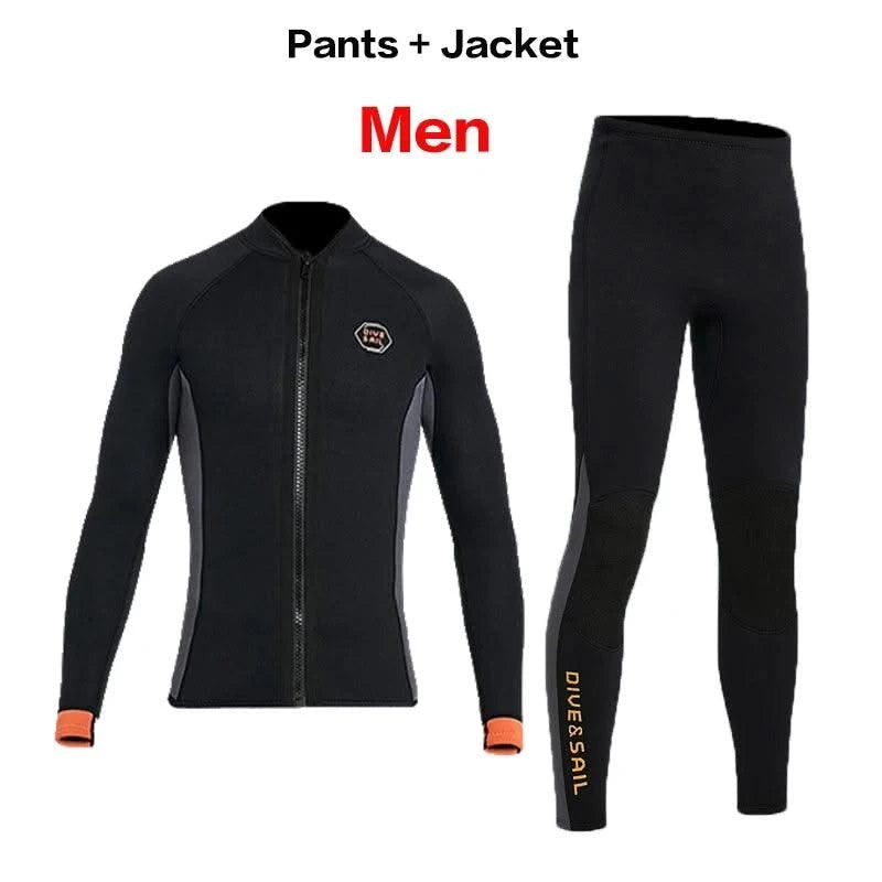 Wetsuit 3MM Neoprene Men Long Sleeve Split Wetsuit Warm Jacket Pants Plus Size Women Swimsuit Scuba Diving Snorkeling Surf Suit