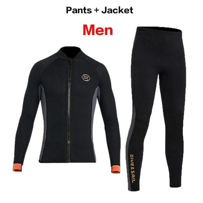 Wetsuit 3MM Neoprene Men Long Sleeve Split Wetsuit Warm Jacket Pants Plus Size Women Swimsuit Scuba Diving Snorkeling Surf Suit