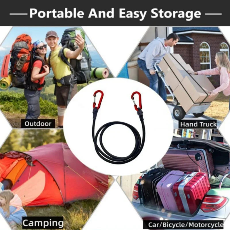 1PC Elastic Tie Rope Mountaineering Buckle Hook Canoe Bike Luggage Packaging Rope Camping Accessories